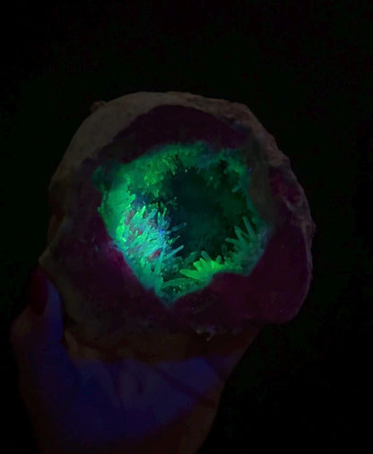 New find! UV Reactive Cosmic Amethyst with Chalcedony Geode