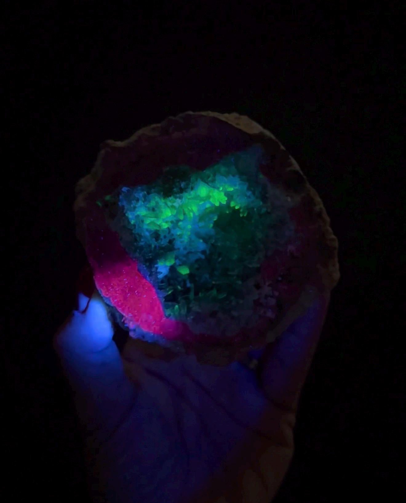 New find! UV Reactive Cosmic Amethyst with Chalcedony Geode