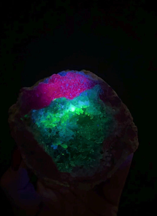 New find! UV Reactive Cosmic Amethyst with Chalcedony Geode