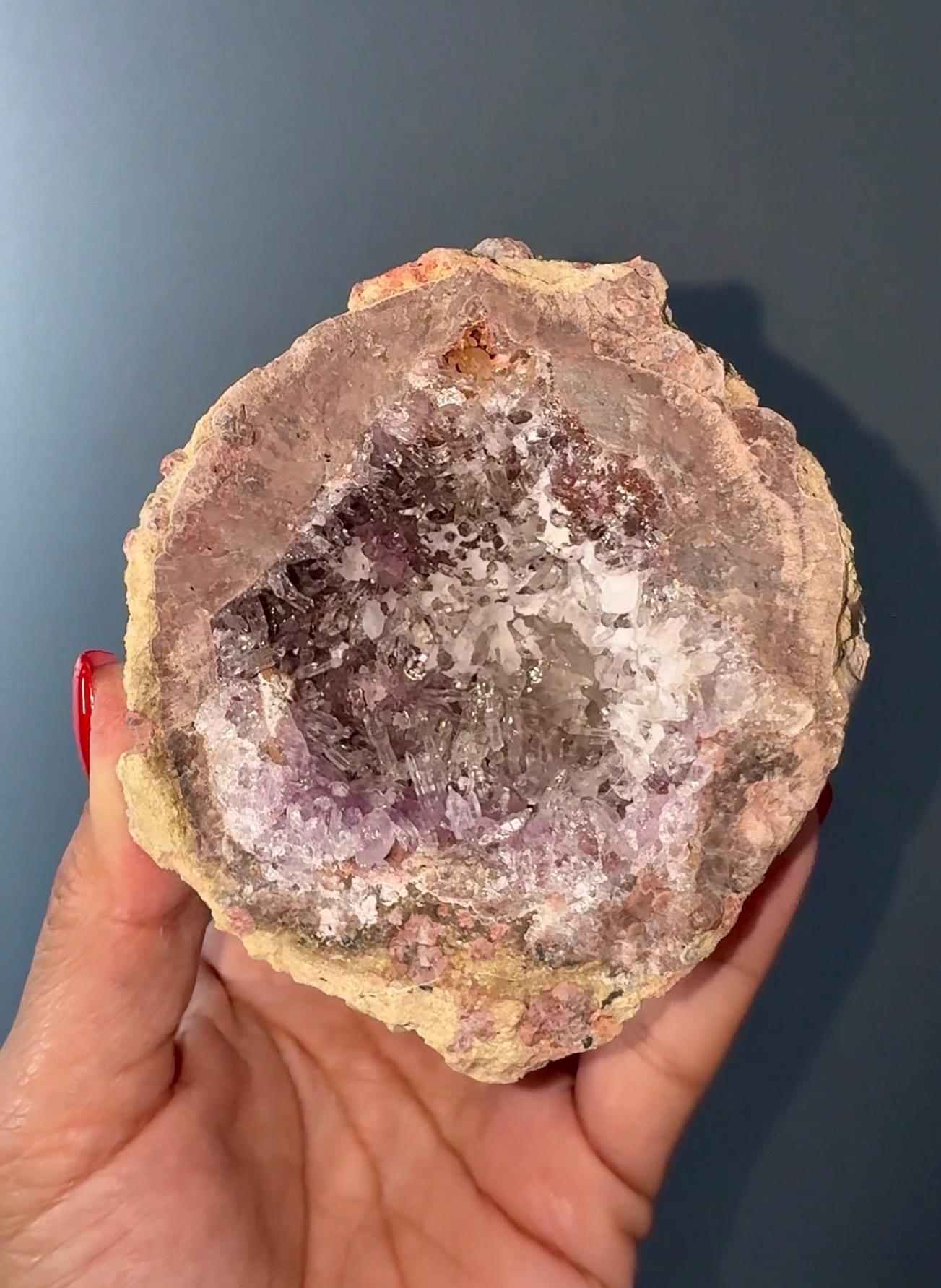 New find! UV Reactive Cosmic Amethyst with Chalcedony Geode