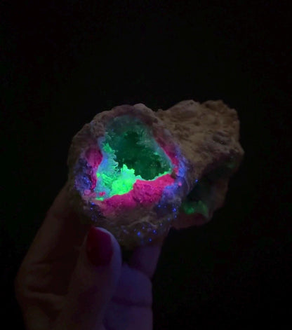 New find! UV Reactive Cosmic Amethyst with Chalcedony Geode