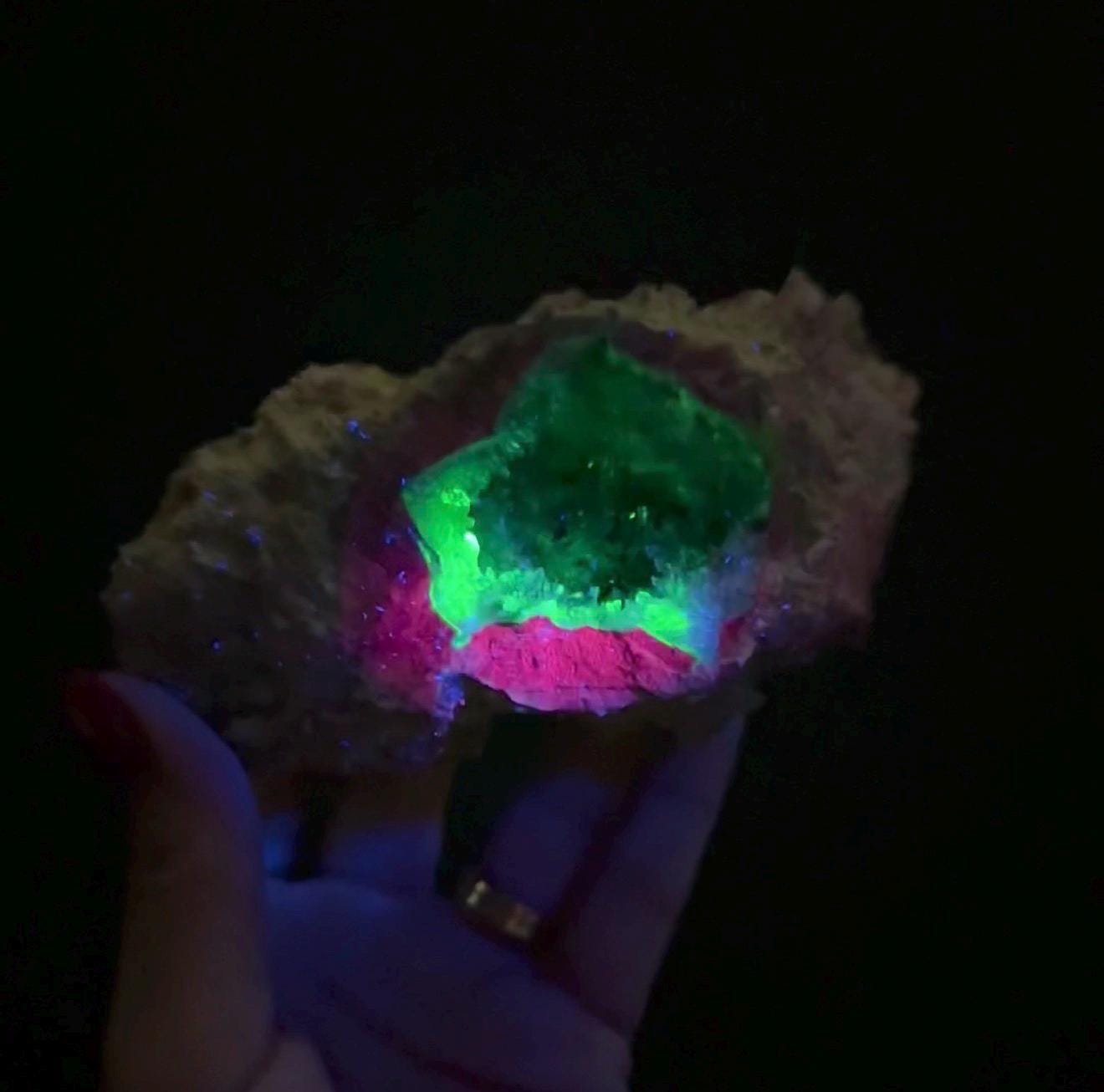 New find! UV Reactive Cosmic Amethyst with Chalcedony Geode