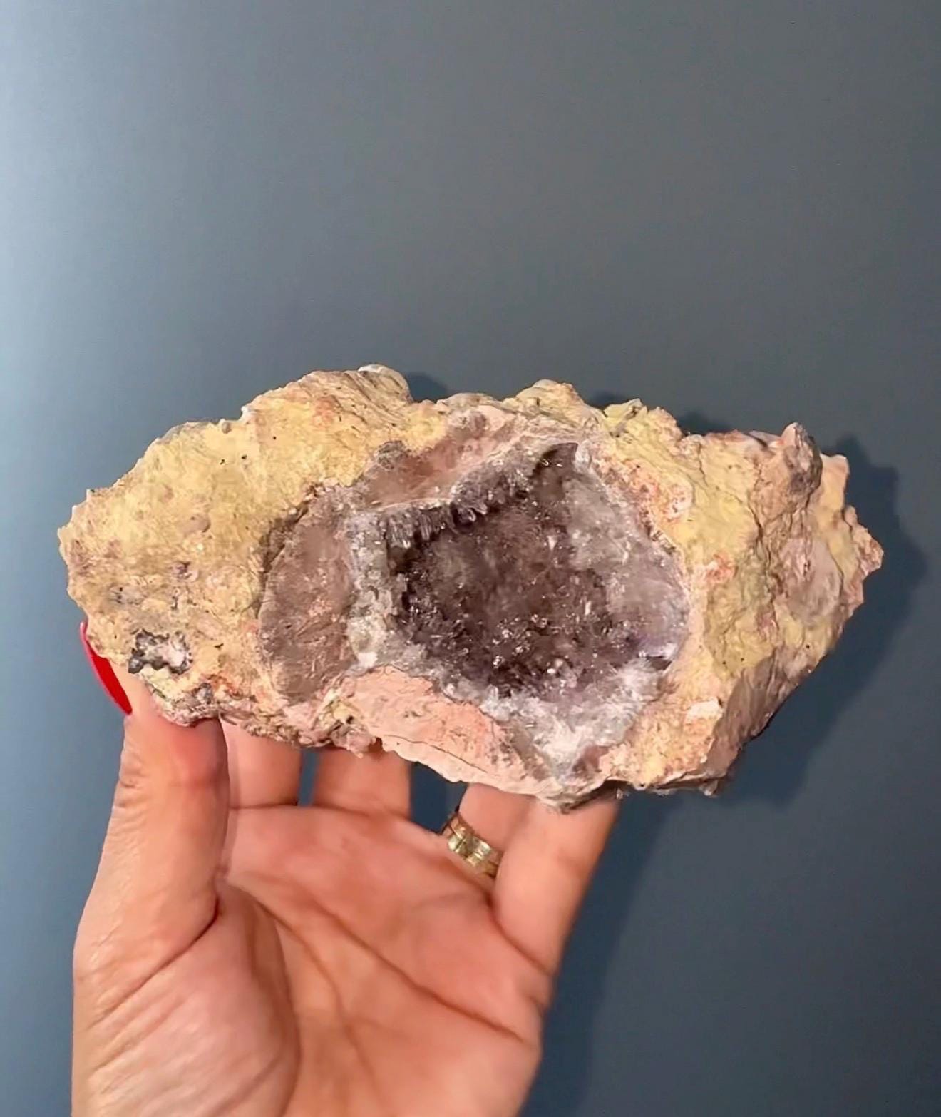New find! UV Reactive Cosmic Amethyst with Chalcedony Geode