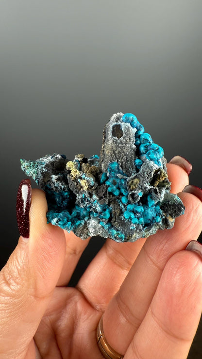 New! Pseudomorp Blue Chrysocolla on Quartz Specimen from Peru