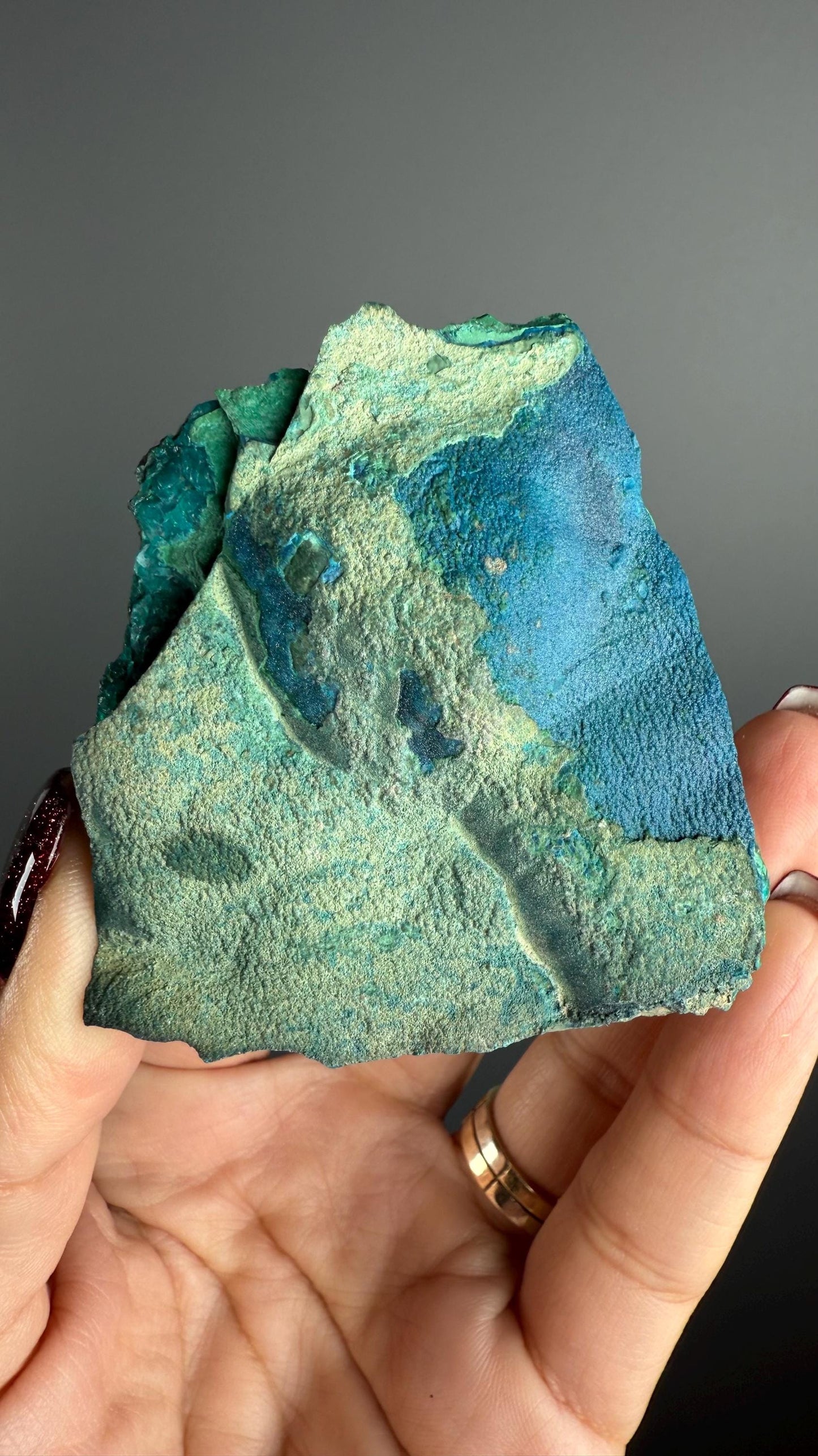 Rare! Blue Cornetite with Malachite Crystal Specimen
