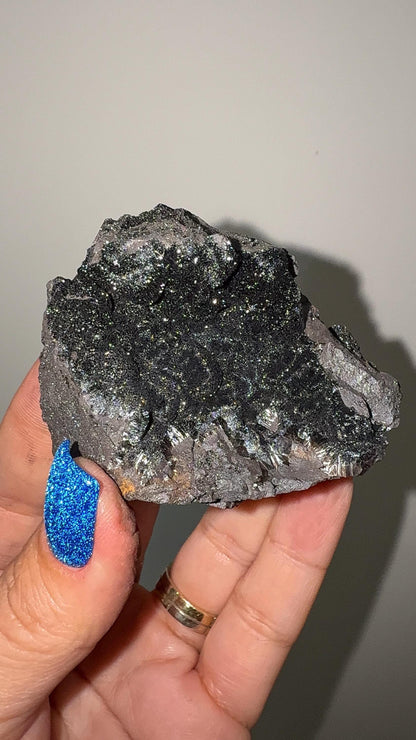 Rare Silky Black Galaxy Hematite Specimen, Morocco Origin