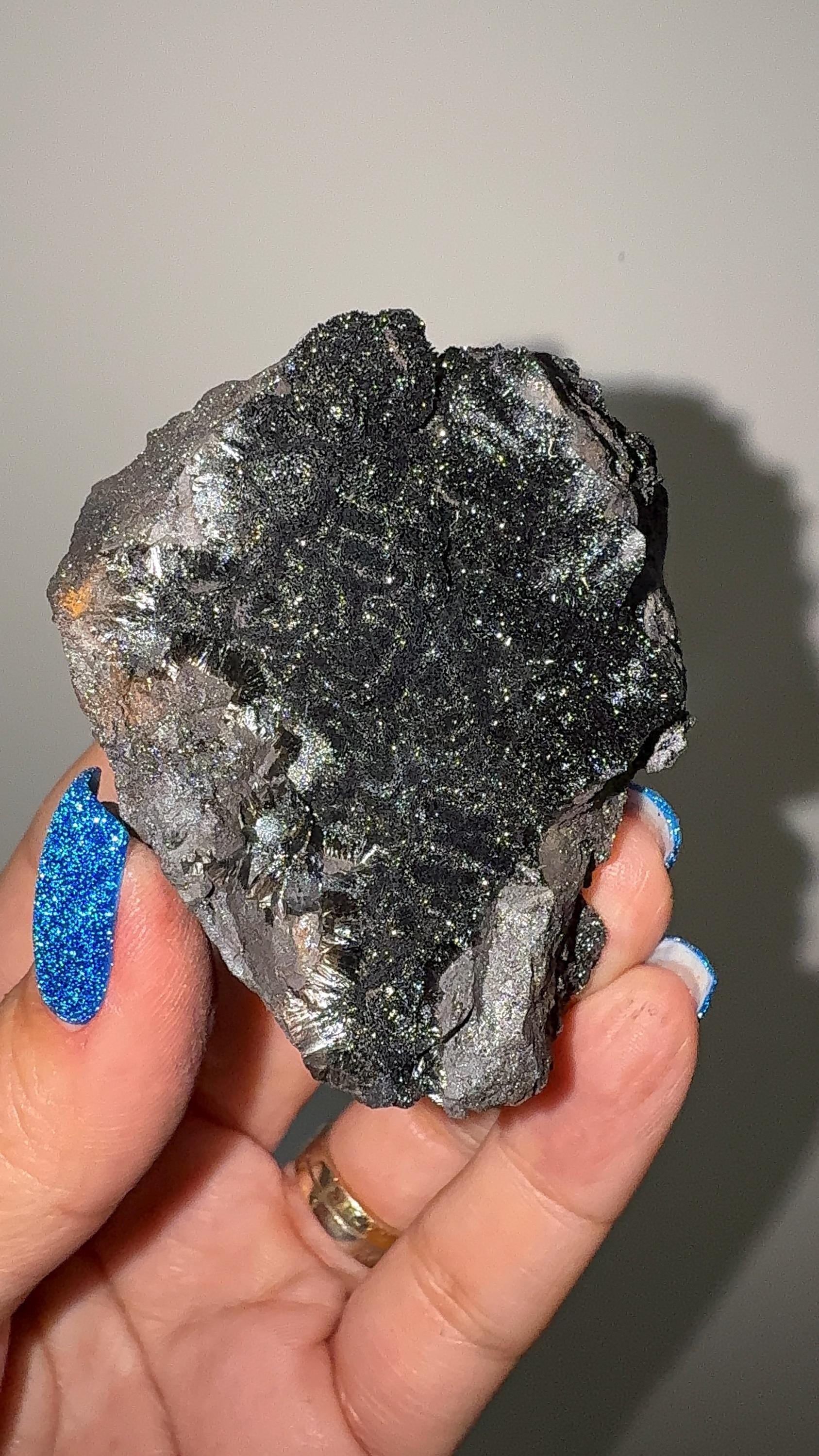 Rare Silky Black Galaxy Hematite Specimen, Morocco Origin