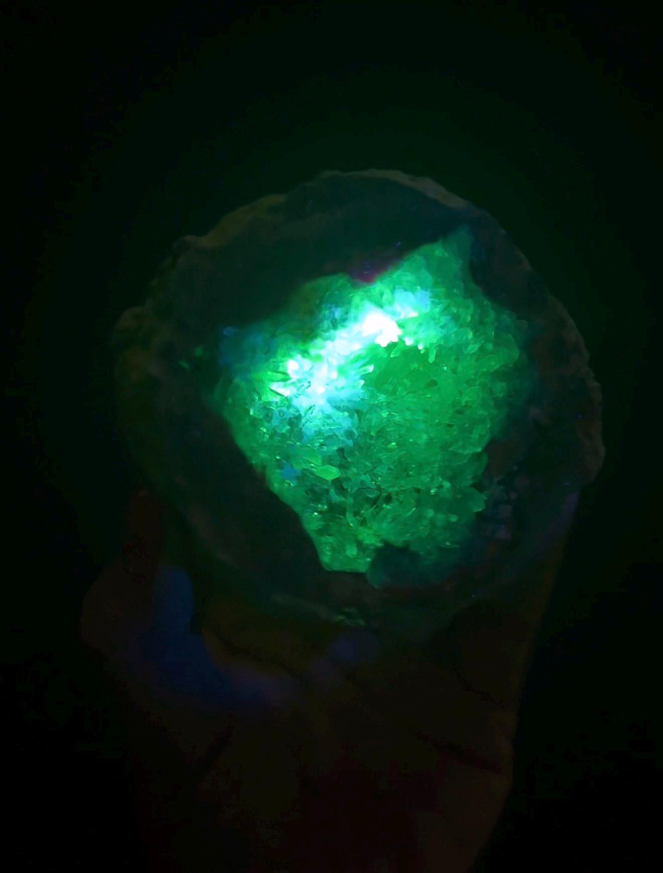 New find! UV Reactive Cosmic Amethyst with Chalcedony Geode