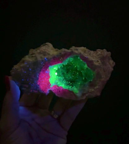 New find! UV Reactive Cosmic Amethyst with Chalcedony Geode