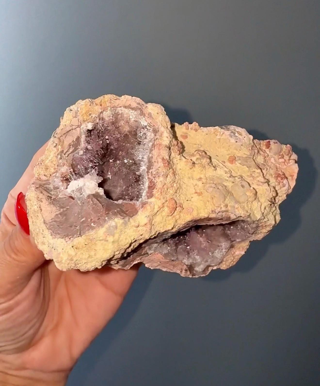 New find! UV Reactive Cosmic Amethyst with Chalcedony Geode