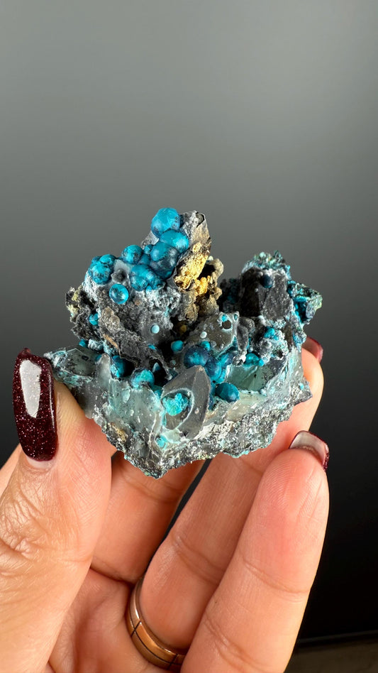 New! Pseudomorp Blue Chrysocolla on Quartz Specimen from Peru