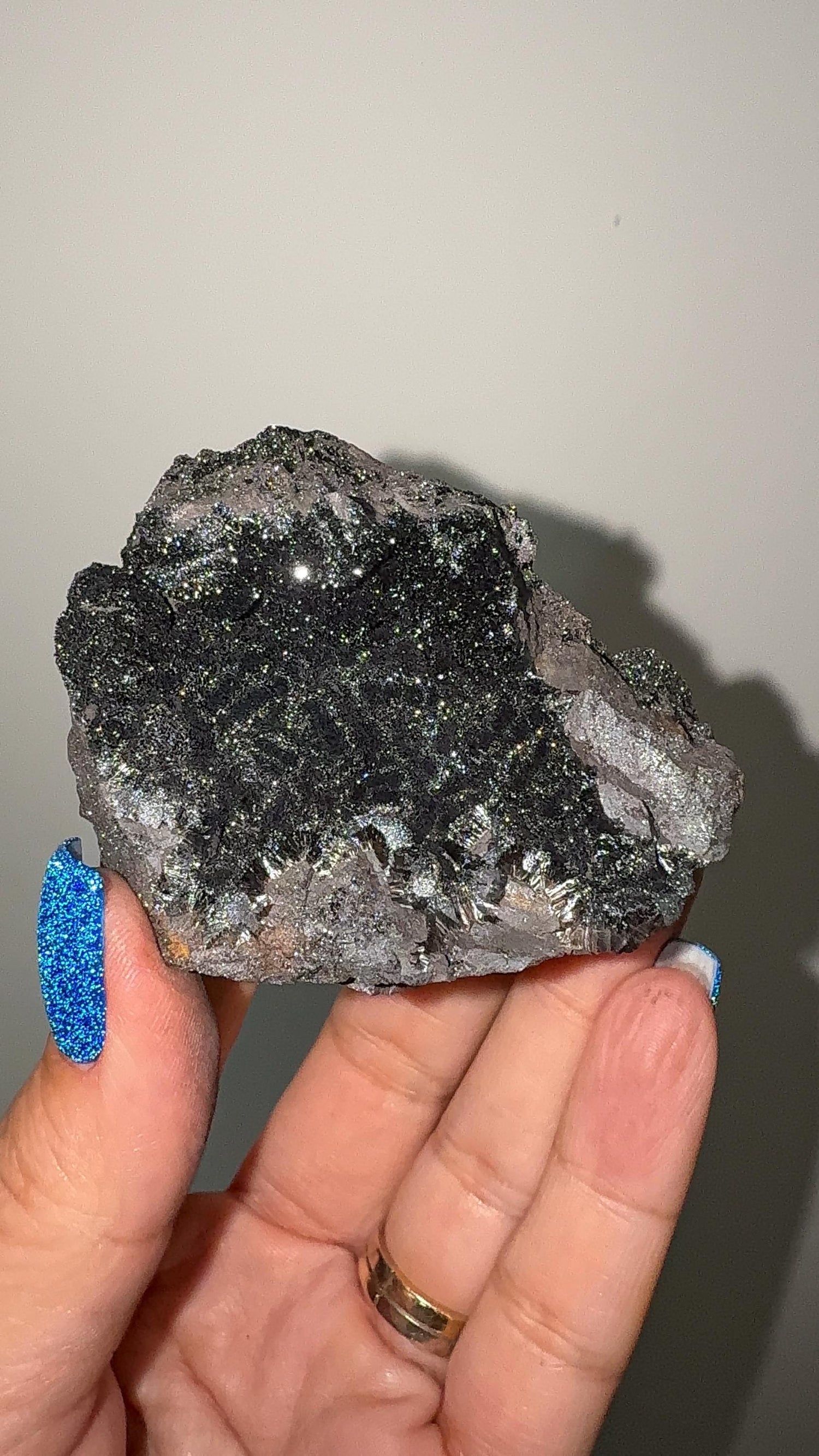 Rare Silky Black Galaxy Hematite Specimen, Morocco Origin