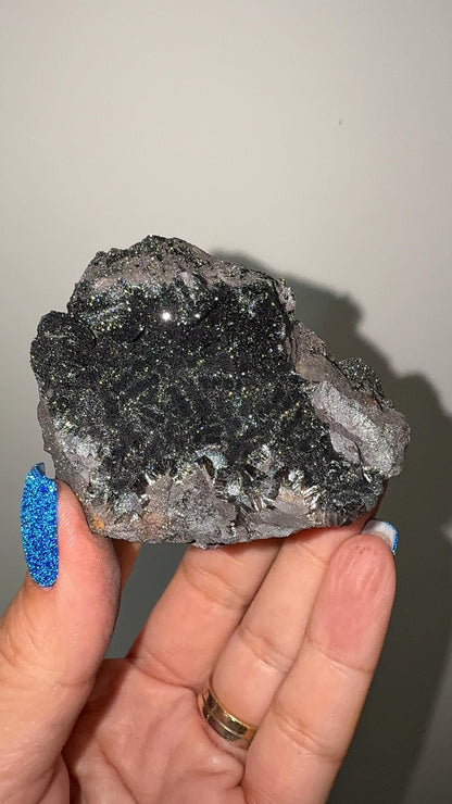 Rare Silky Black Galaxy Hematite Specimen, Morocco Origin