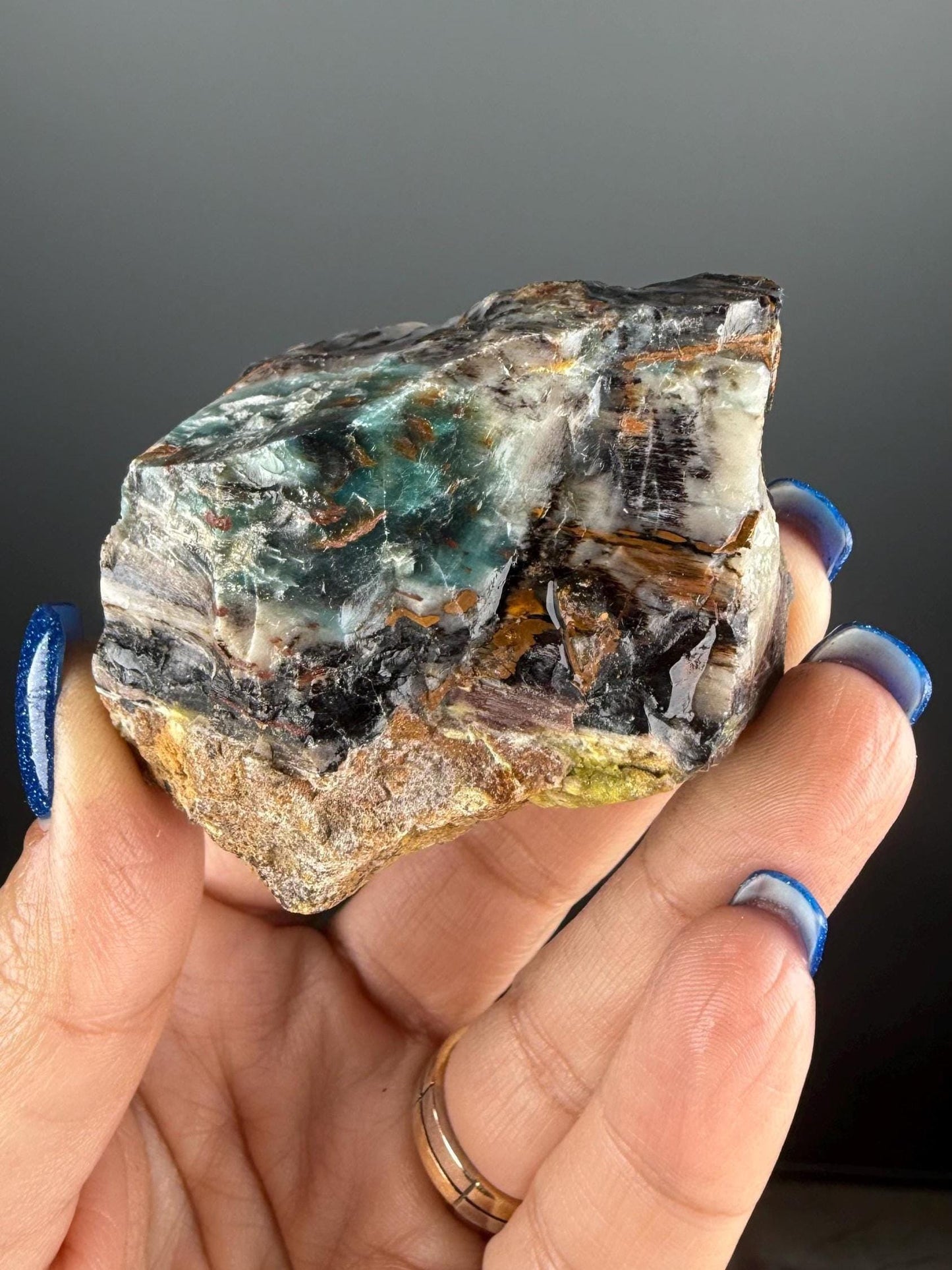 Natural Collawood (Colla Petrified Wood) with Chrysocolla and Malachite