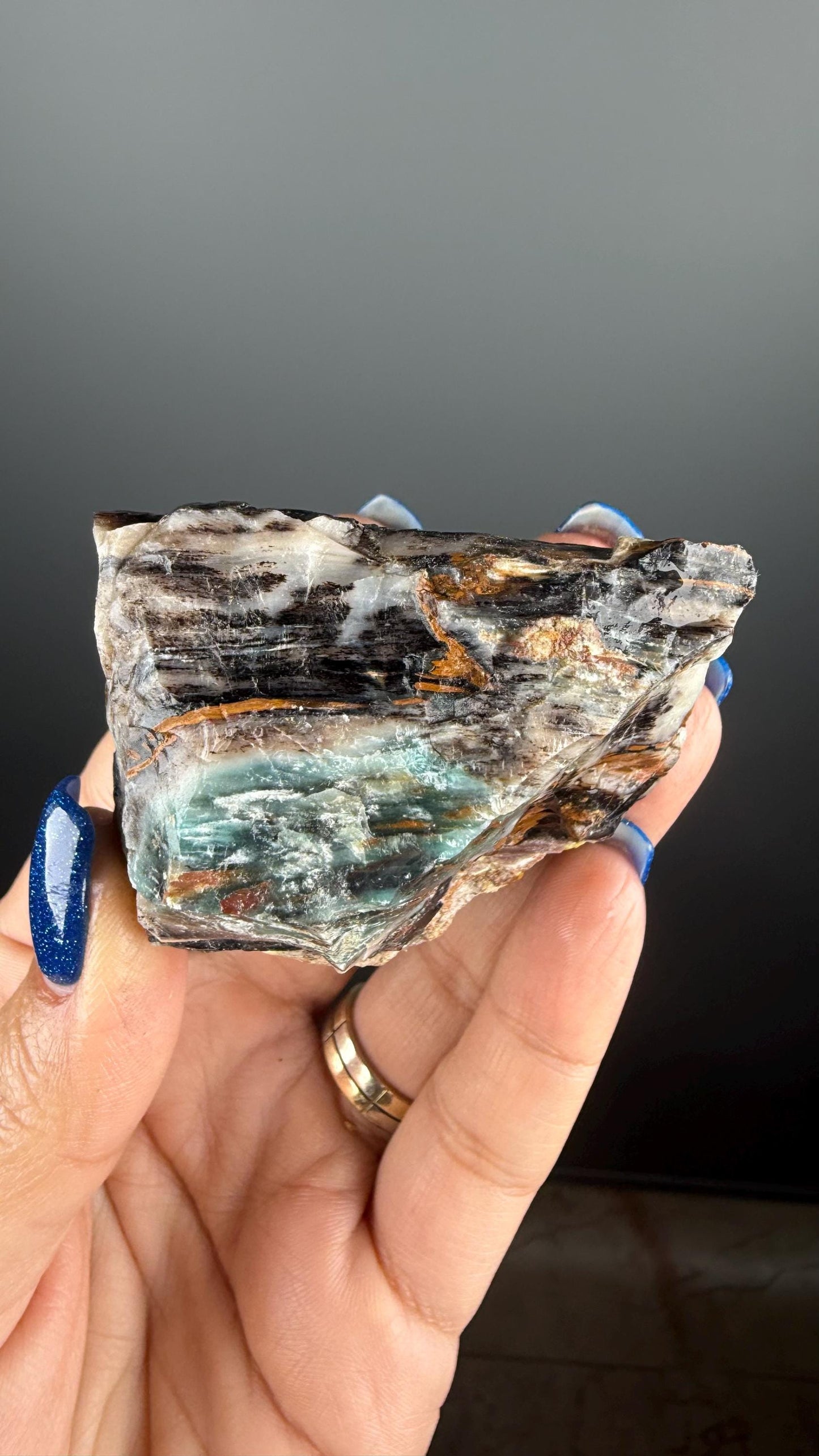 Natural Collawood (Colla Petrified Wood) with Chrysocolla and Malachite
