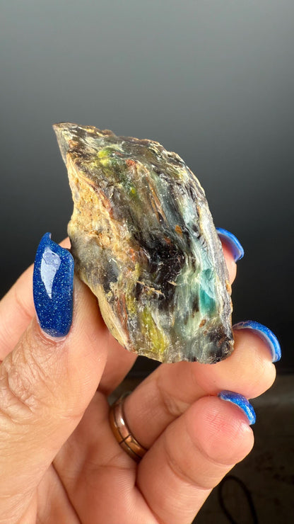 Natural Collawood (Colla Petrified Wood) with Chrysocolla and Malachite