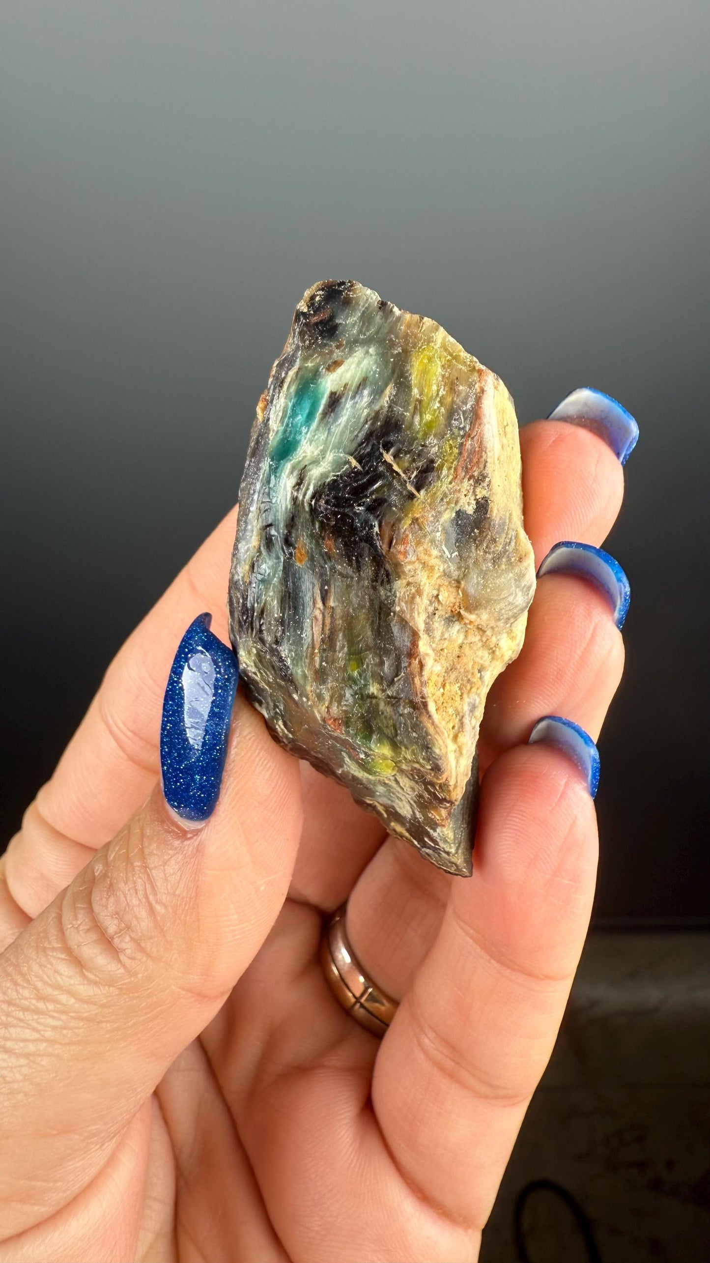 Natural Collawood (Colla Petrified Wood) with Chrysocolla and Malachite