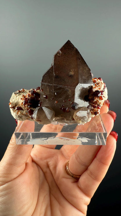 Dream Piece, Spessartine Garnet on Smokey Quartz