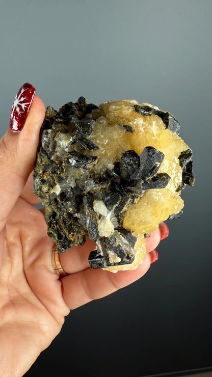 Yellow Stellerite with Green Epidote Crystal Specimen