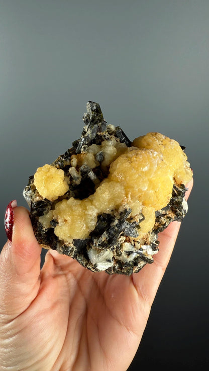 Yellow Stellerite with Green Epidote Crystal Specimen