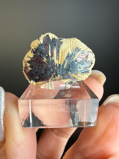 Golden Rutile Crystal with Red Hematite Crystal