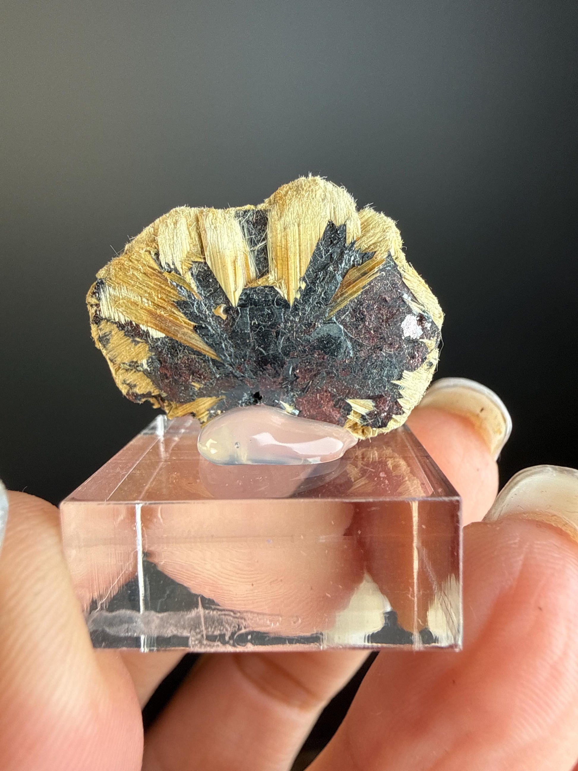 Golden Rutile Crystal with Red Hematite Crystal