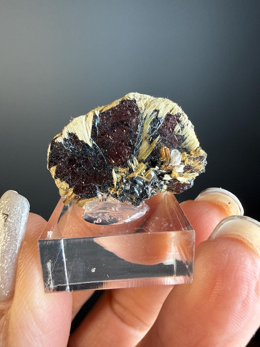 Golden Rutile Crystal with Red Hematite Crystal