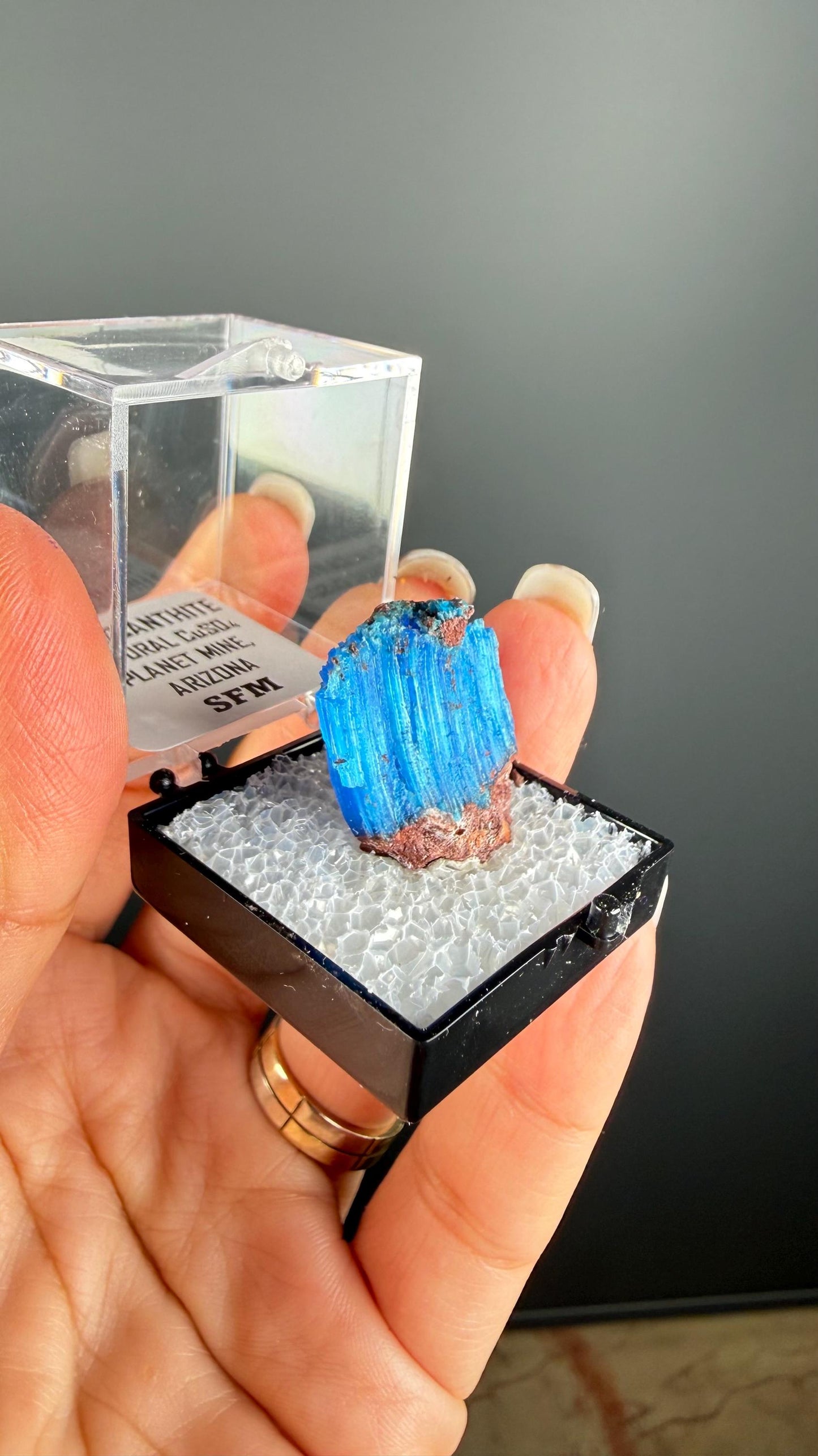 Chalcanthite Specimen from Planet Mine Arizona (with display box)