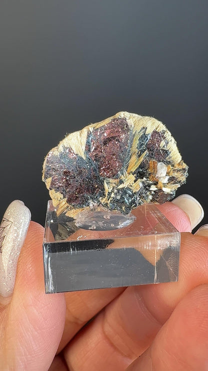 Golden Rutile Crystal with Red Hematite Crystal