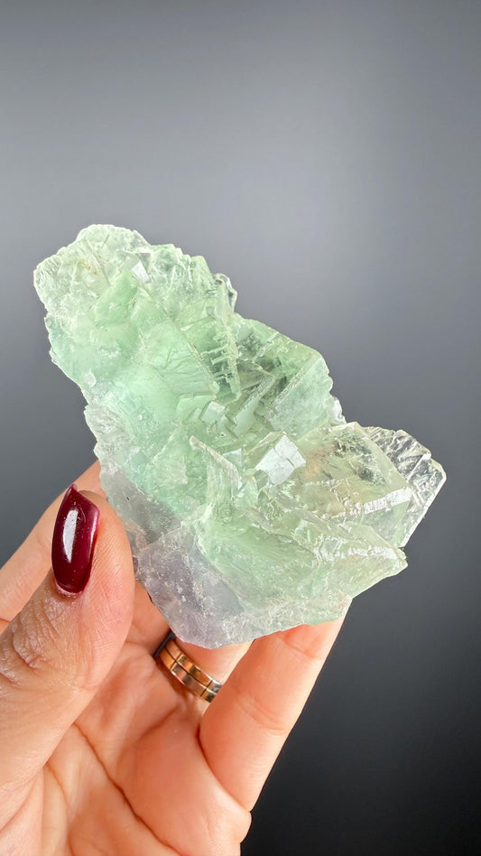 Gemmy Green & Purple Fluorite Crystal