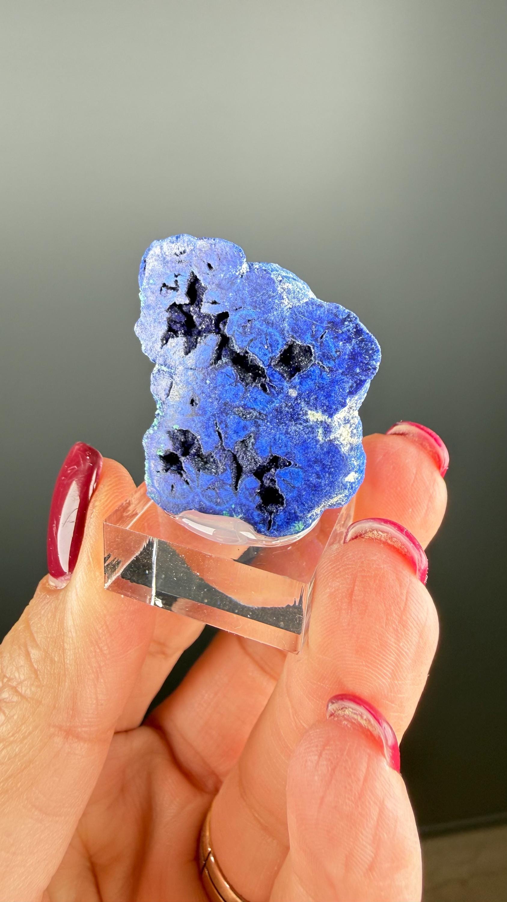 Gem Indigo Blue Azurite Crystal Geode