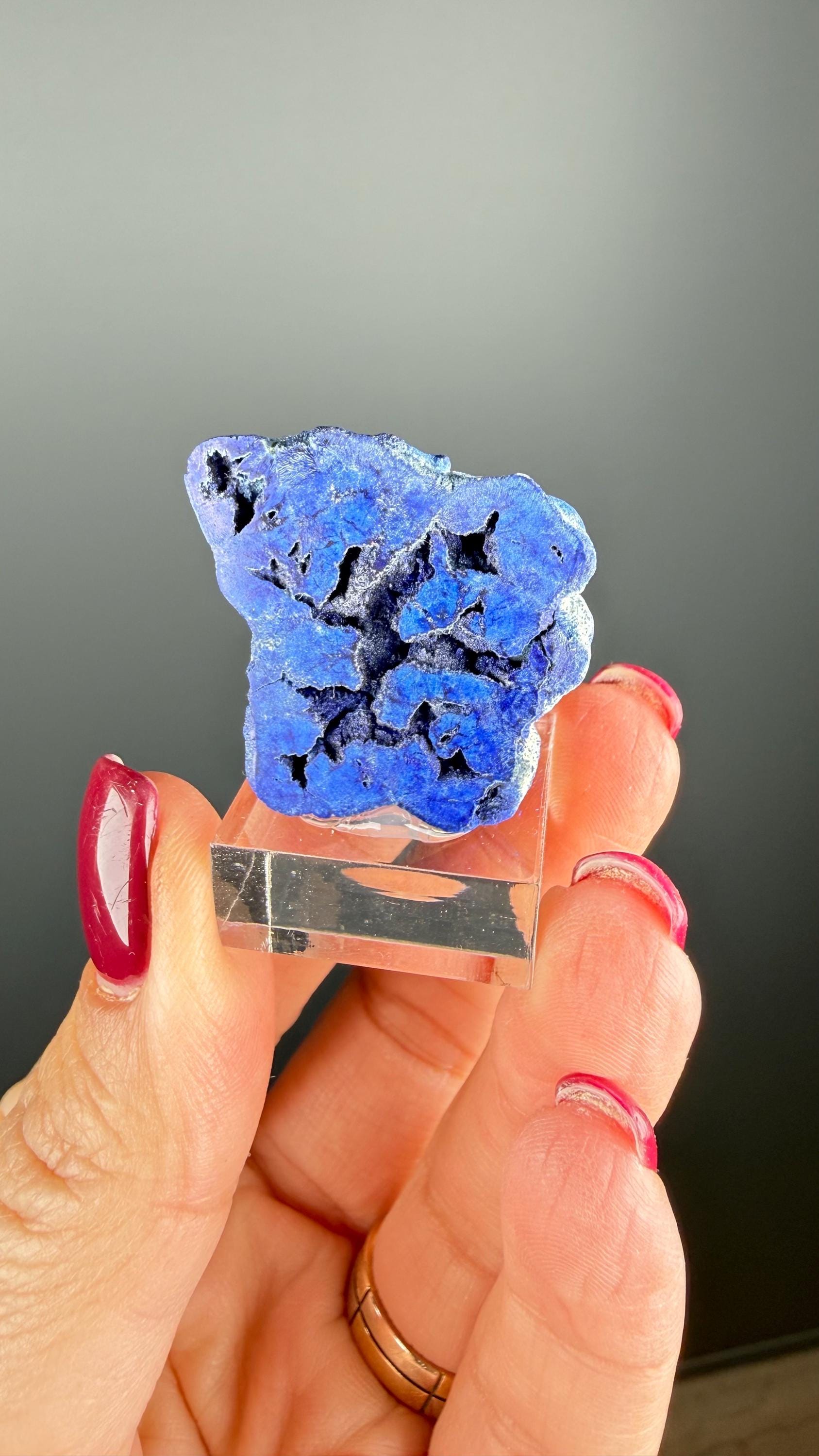 Gem Indigo Blue Azurite Crystal Geode