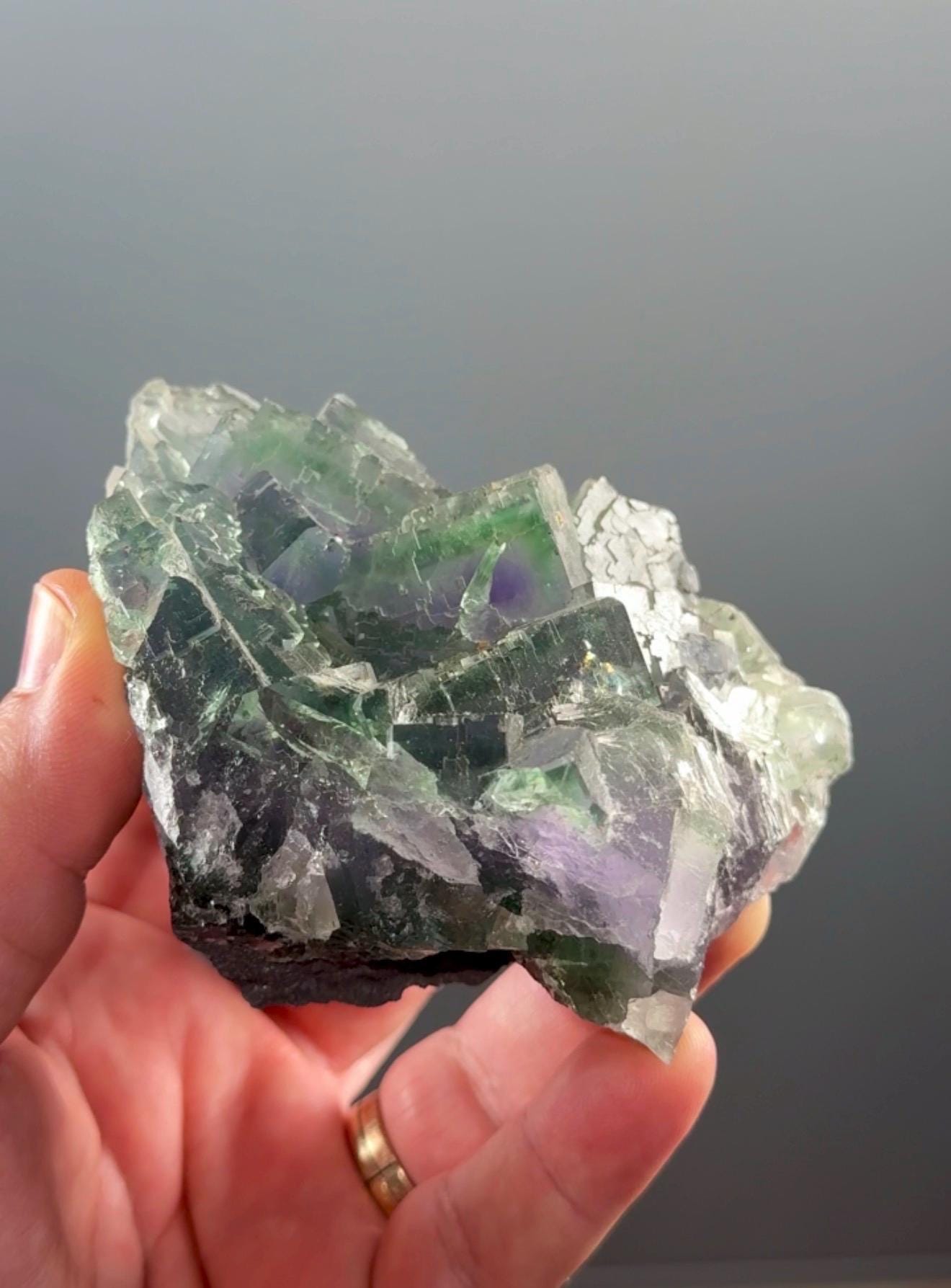 Gemmy Green & Purple Fluorite Crystal from Xiang Hua Ling, China