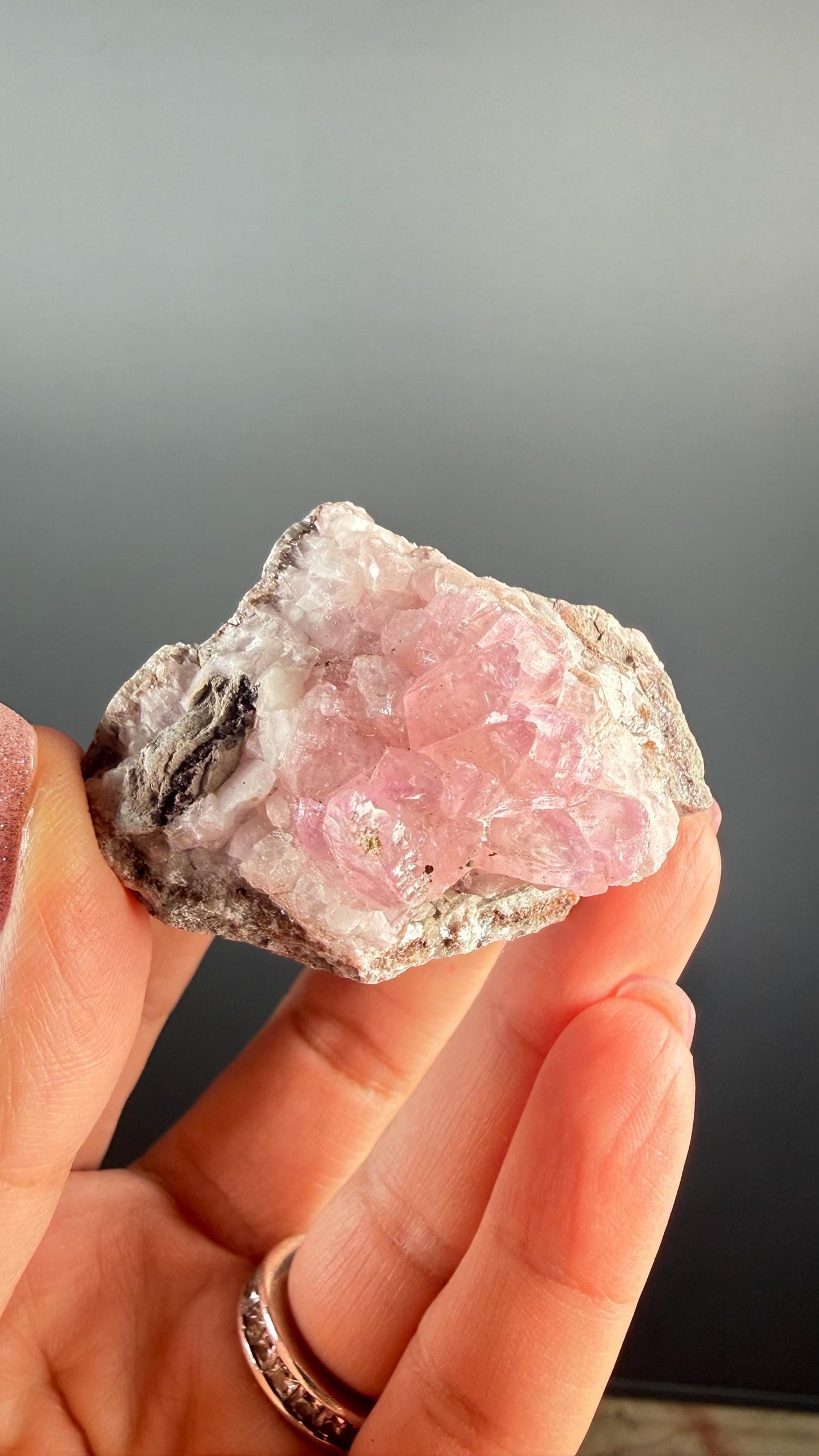 Pink Cobalto Calcite Geode from Morocco