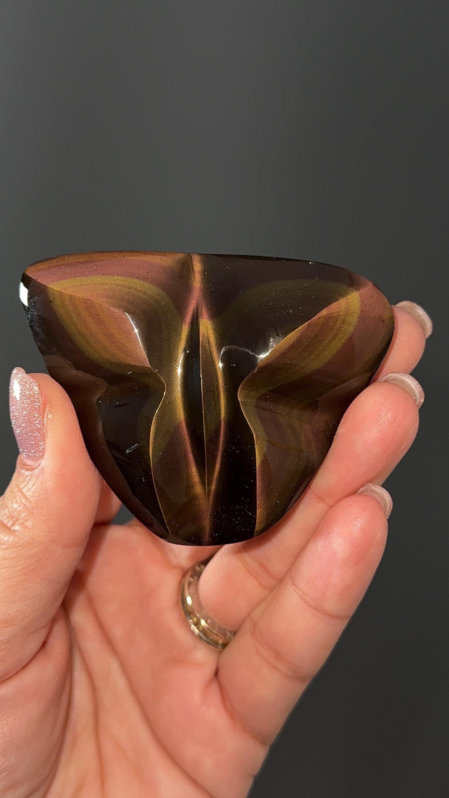 Handcarved Rainbow Obsidian, Butterfly Shaped