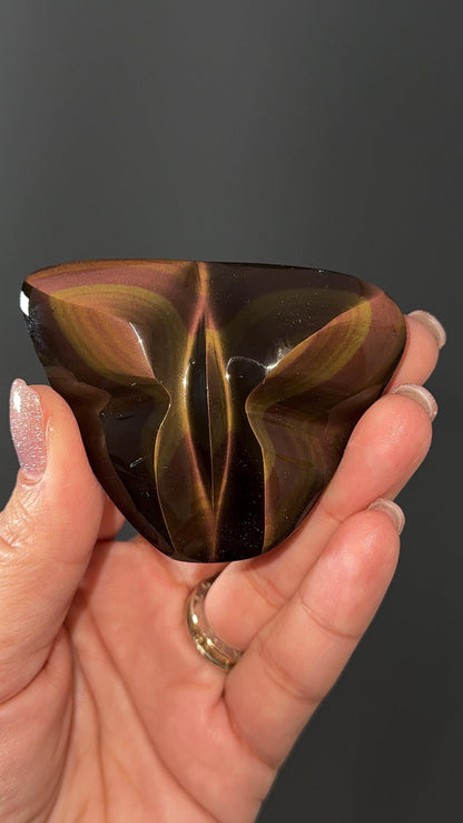Handcarved Rainbow Obsidian, Butterfly Shaped
