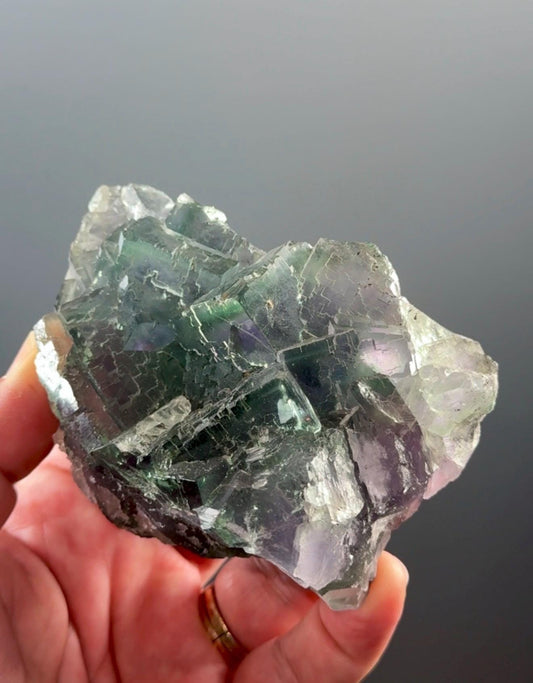 Gemmy Green & Purple Fluorite Crystal from Xiang Hua Ling, China