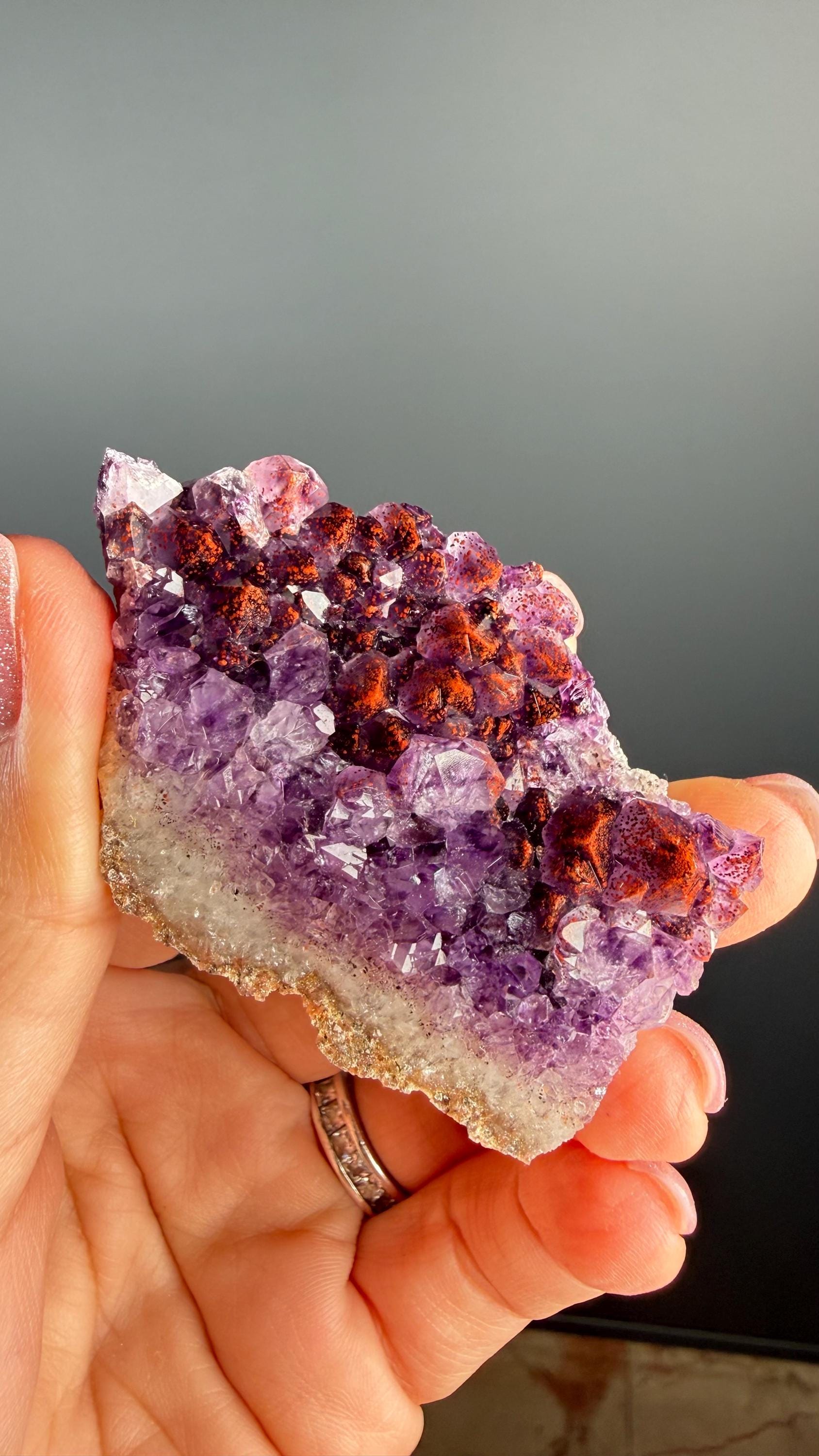 Amethyst Crystal Cluster – Red-Purple Amethsyt from India