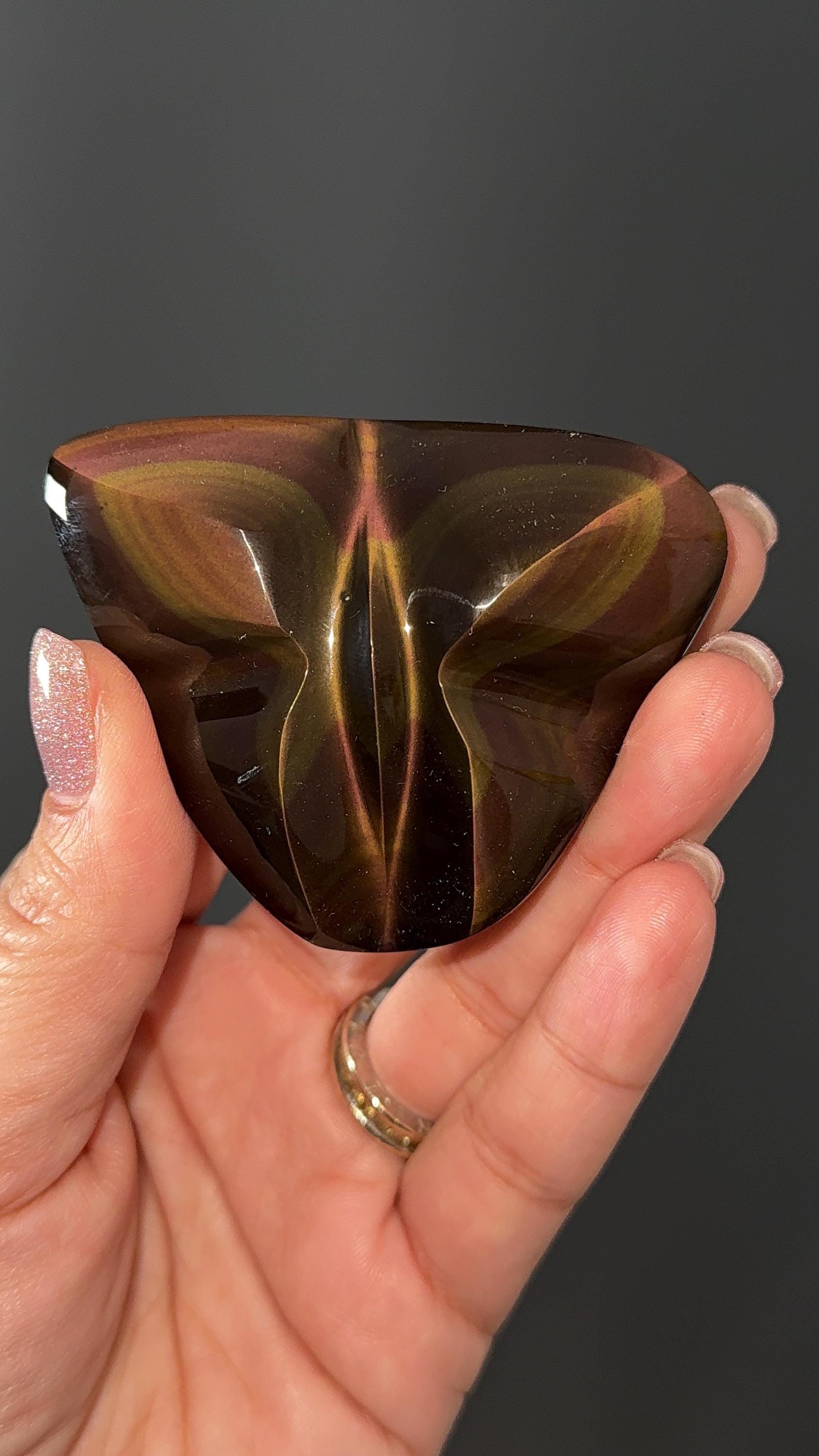 Handcarved Rainbow Obsidian, Butterfly Shaped