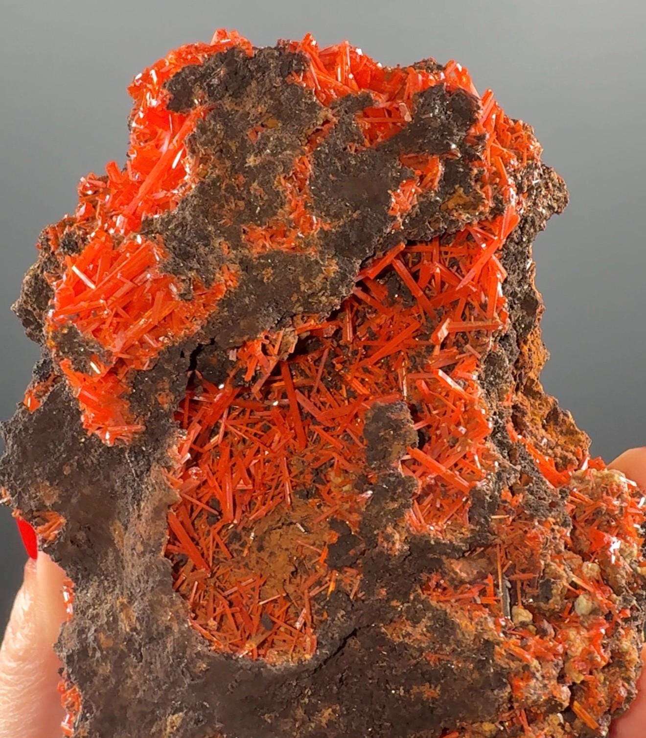 Orange Crocoite Crystal Specimen