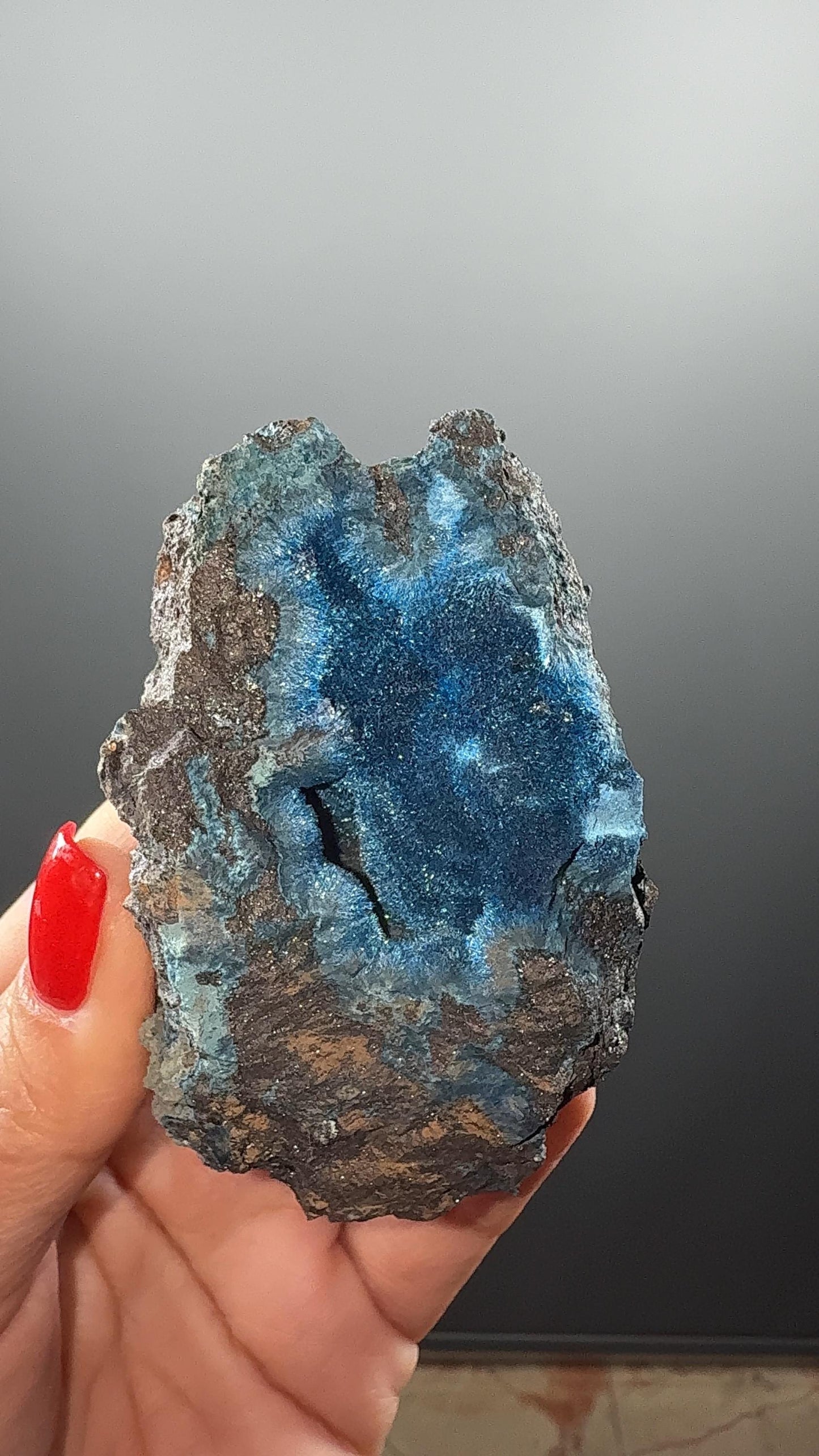 Rare! Blue Shattuckite Crystal From Mesopotamia mine, Khorixas, Namibia