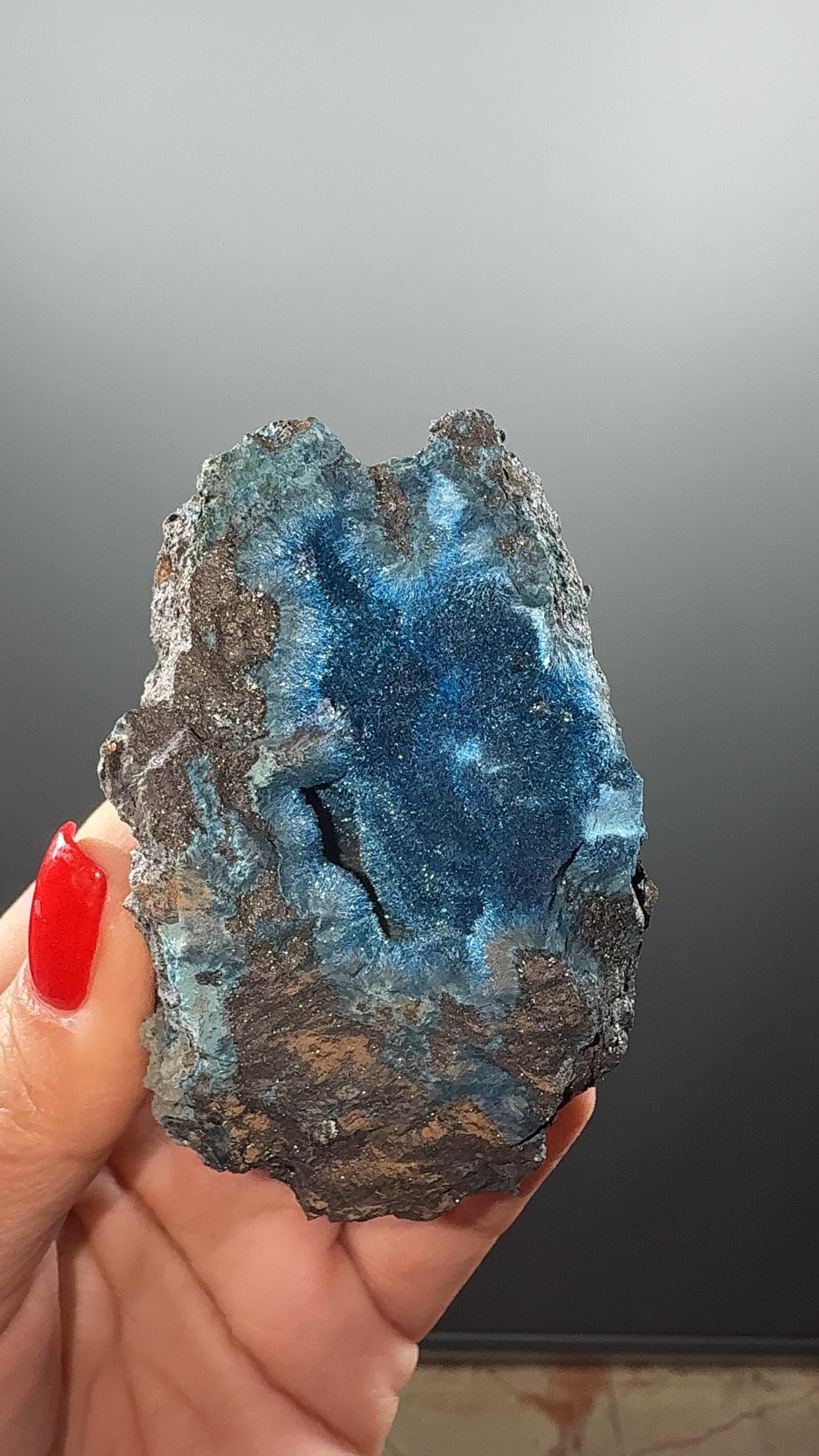 Rare! Blue Shattuckite Crystal From Mesopotamia mine, Khorixas, Namibia