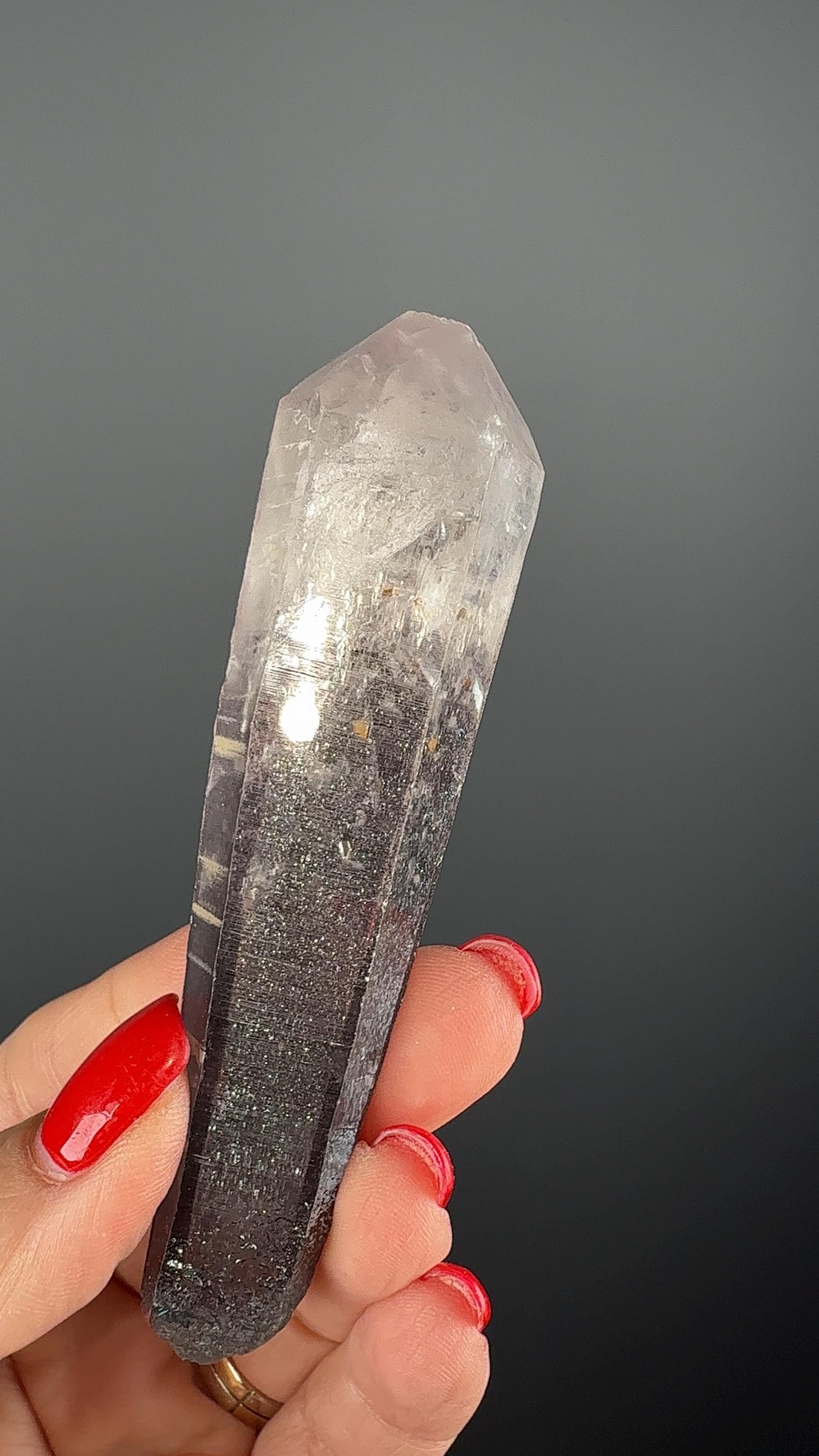Laser Quartz with Glittery Hematite and Lithium- Double Terminated Quartz