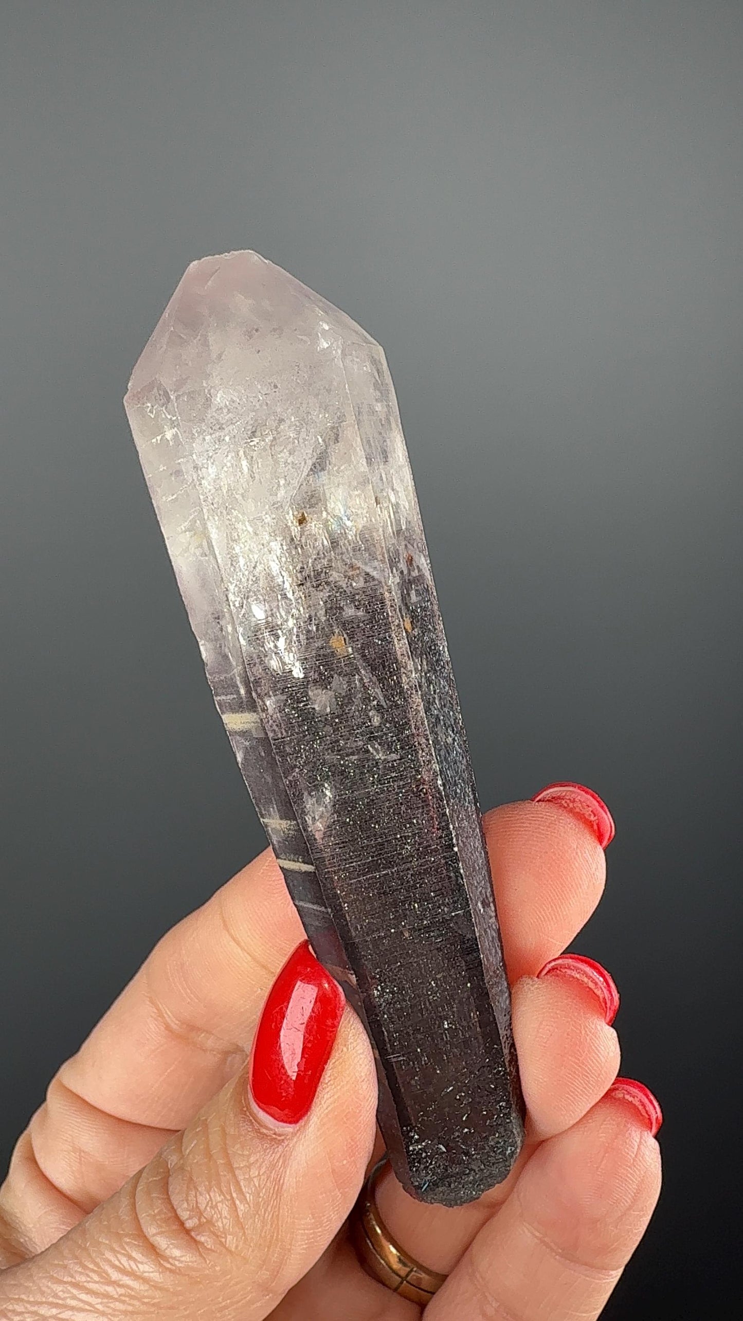 Laser Quartz with Glittery Hematite and Lithium- Double Terminated Quartz