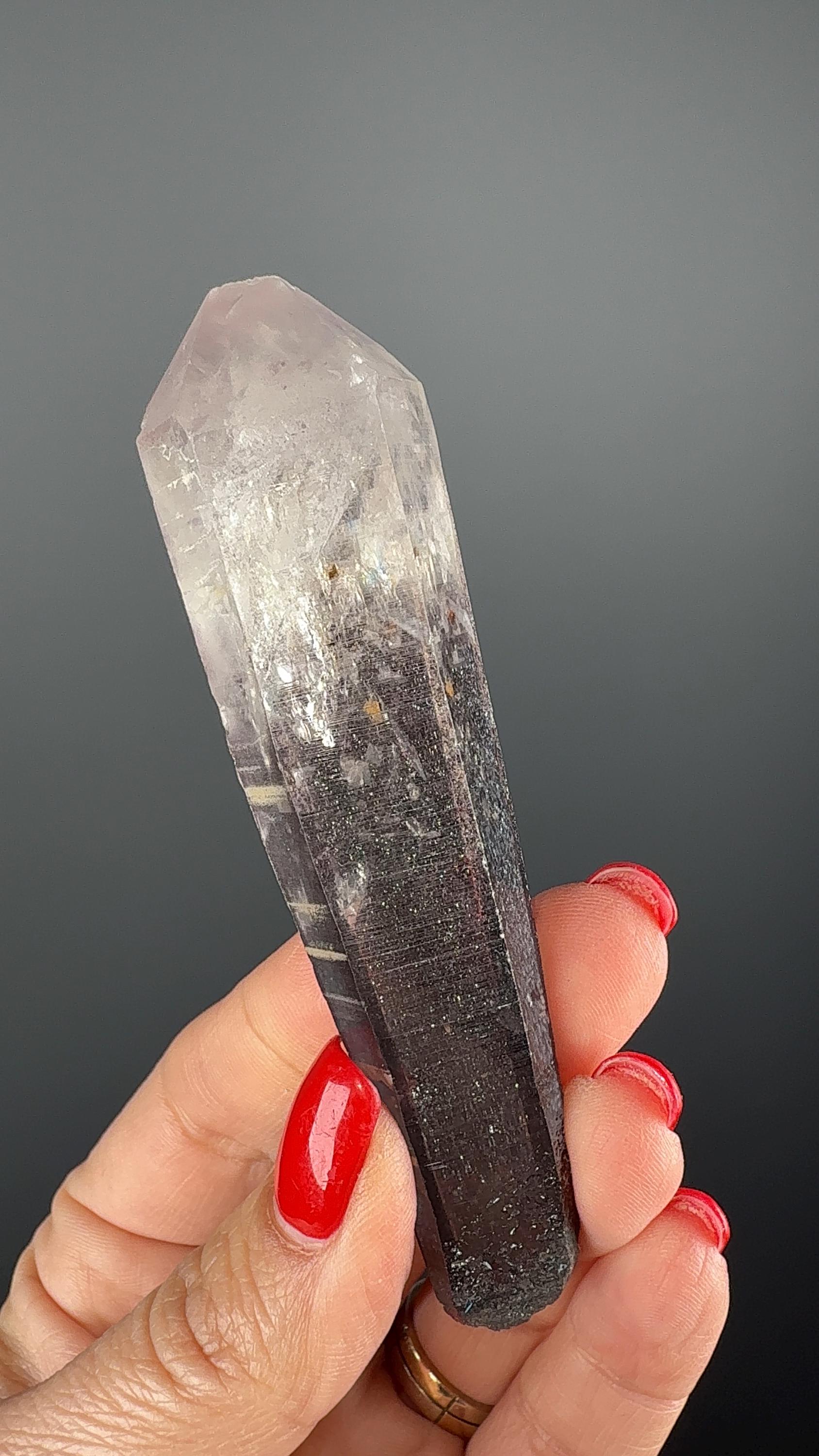 Laser Quartz with Glittery Hematite and Lithium- Double Terminated Quartz