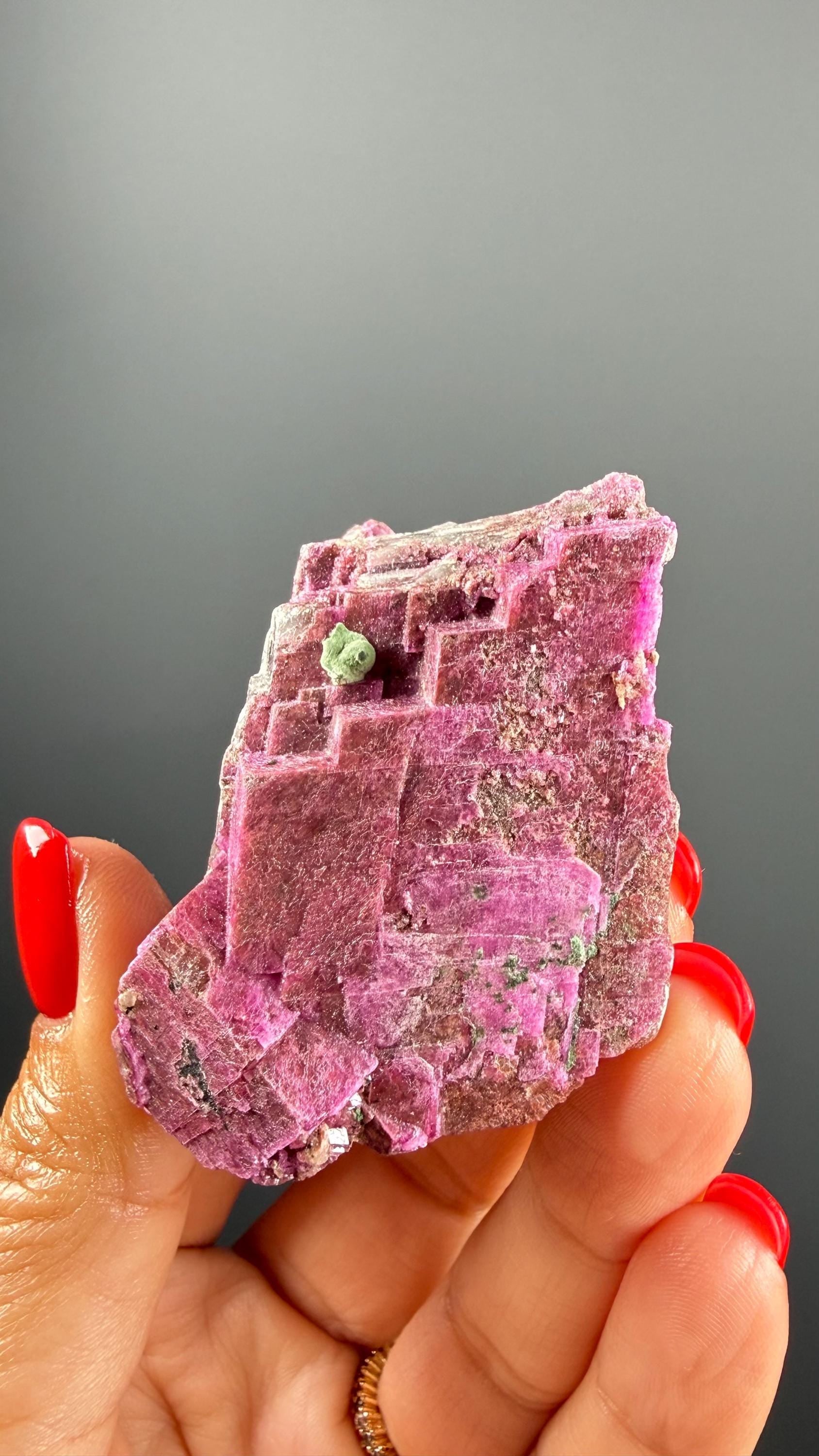 Pink Cobalto Calcite with Dolomite and Malachite Mineral Specimen