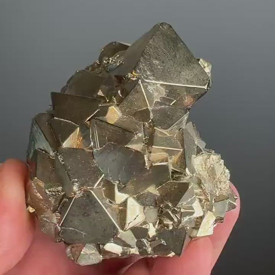 Protection, Enhances and Prosperity... Lustrous Octahedral Pyrites Crystal Specimen