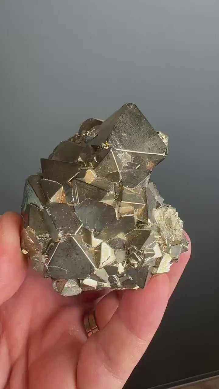 Protection, Enhances and Prosperity... Lustrous Octahedral Pyrites Crystal Specimen