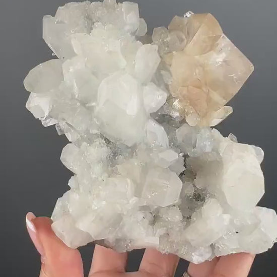 Amazing Piece! Chalcedony, Apophyllite Crystal with Honey Calcite Specimen