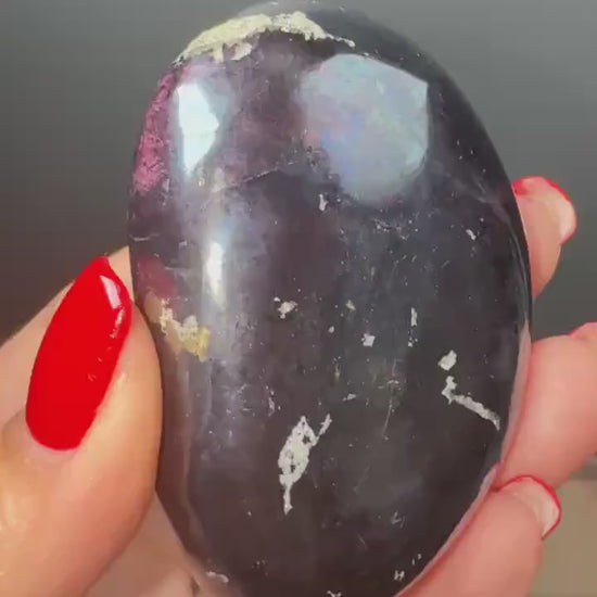 Purple Covellite Palm Stone, Covellite Crystal
